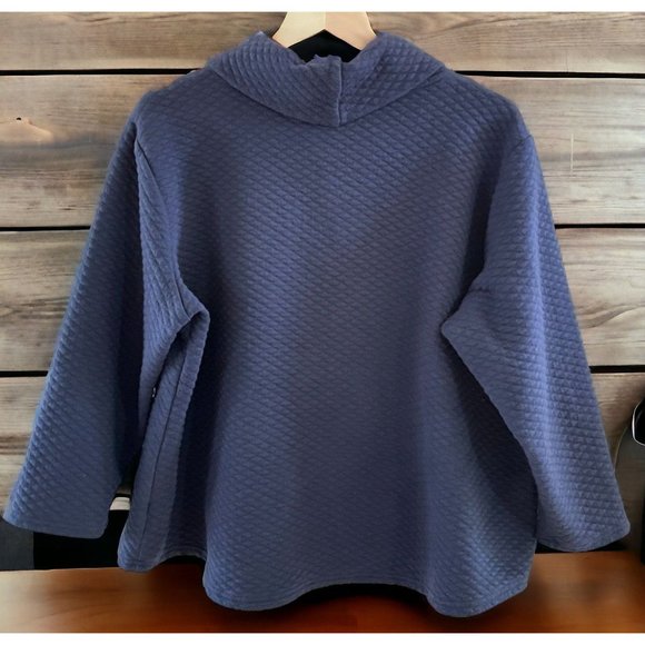 Croft & Barrow Womens Quilted Pullover Sweater 2X Blue Long Sleeve Front Pocket - Picture 2 of 9